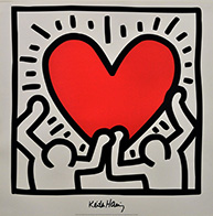 KEITH HARING  -  RED HEART 1988  -  POSTER VINTAGE ORIGINALE ANNO 1998 700X700
